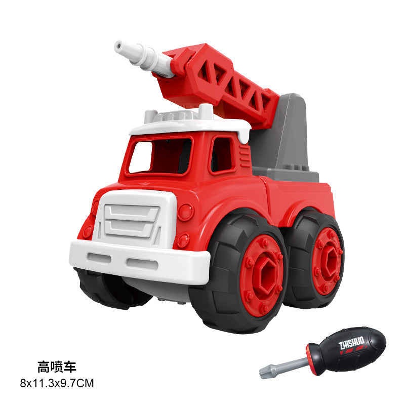 Wholesale Disassembly and Assembly Fire Truck DIY Children's Puzzle Early Education Water Spray Model Toy